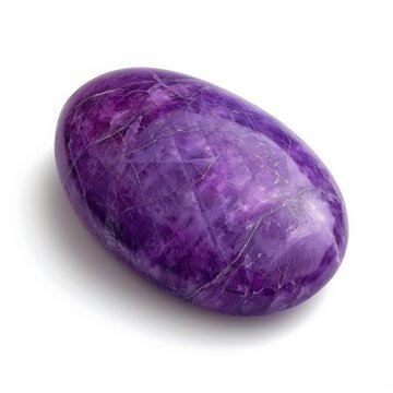 A smooth, polished sugilite gemstone, showcasing its rich, purple color