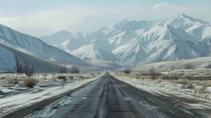 Desolate mountain road devoid of traffic