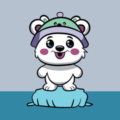  Cute Polar Bear Vector Cartoon illustration. Animal concept isolated