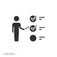 complete project icon, checklist or document, to do list, timeline organization, flat symbol on white background - vector illustration
