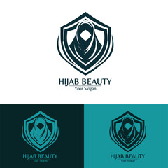 The Hijab Beauty logo with a shield and hijab design reflects elegance and security suitable for a professional and modern beauty brand