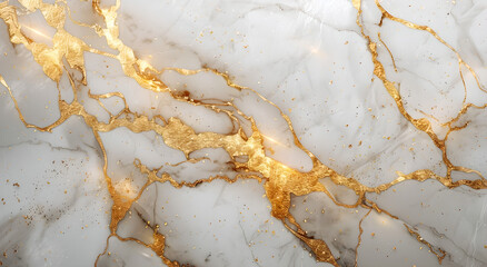 Elegant white marble texture with thin golden veins