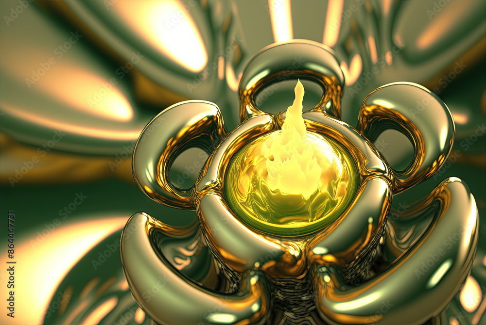 Poster Abstract background with colorful fractals. Surreal composition with fluid waves of liquid metal.