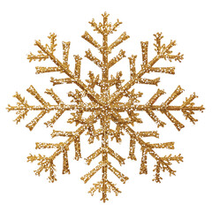 glitter golden snowflake isolated on transparent background