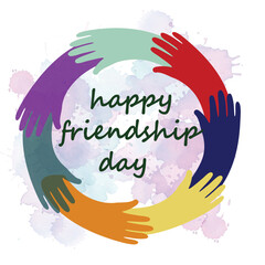 Happy Friendship day vector illustration with text and hand elements for celebrating. vector illustration