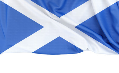 Obraz premium Flag of Scotland isolated on white background with copy space below. 3D rendering