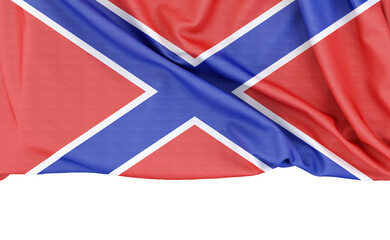 Flag of Novorossiya isolated on white background with copy space below. 3D rendering