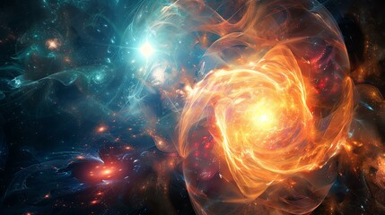 Amazing space supernova. Abstract science fiction wallpaper. Glowing spiral in cosmos.