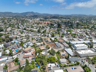 Obraz premium Aerial view of houses and communities in Vista, Carlsbad in North County of San Diego, California. USA.