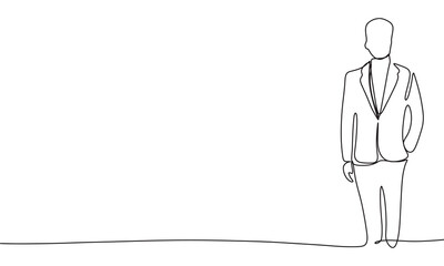 One line continuous man fashion silhouette. Hand drawn vector art.