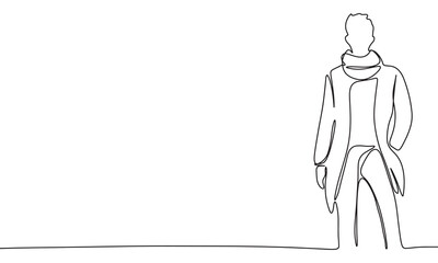 One line continuous man fashion silhouette. Hand drawn vector art.