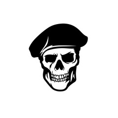 Skull Beret Soldier Vector Logo