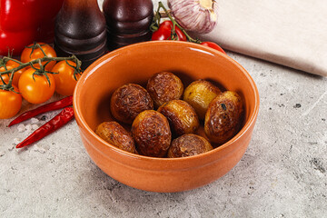 Baked baby potato in the bowl
