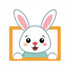 Peeking Cute Easter Bunny vector