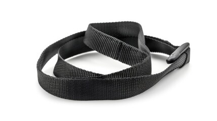 A close-up shot of a black strap on a white background, ideal for use in product or fashion photography