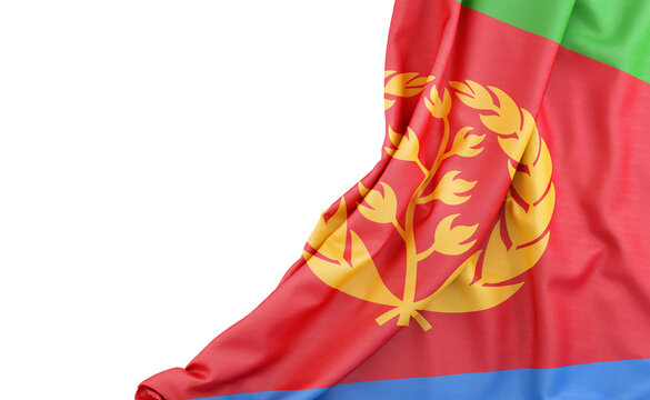 Flag of Eritrea with empty space on the left. Isolated. 3D Rendering