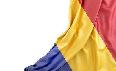 Flag of Romania with empty space on the left. Isolated. 3D Rendering