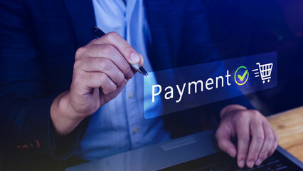 Digital online payment concept, Business with online payment and shopping online payment, banking, Online Money Transfer Confirmed, Concept online banking, payment transfer.