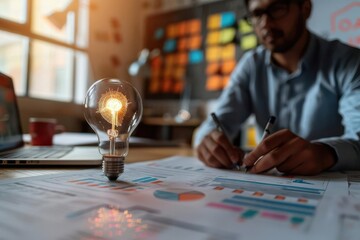 Entrepreneur presenting a unique value proposition with engaging visuals, value proposition, business presentation, innovation