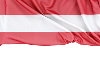 Flag of Latvia isolated on white background with copy space below. 3D rendering