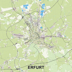 Erfurt, Germany map poster art