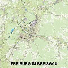 Freiburg im Breisgau, Germany map poster art