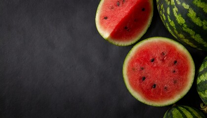 Top-Down View of Fresh Watermelon on Black Background (right-side)