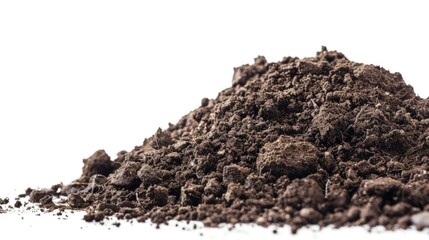 A small pile of dirt sits atop a clean, white surface