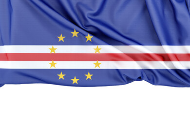Flag of Cape Verde isolated on white background with copy space below. 3D rendering