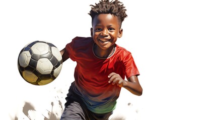 an African boy playing with a soccer ball