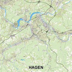 Hagen, Germany map poster art
