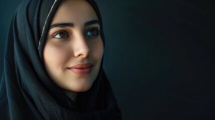 Naklejka premium A woman wearing a black hijab looking directly at the camera