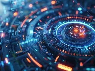 Abstract futuristic time technology background. AI generated image