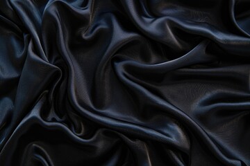 Obraz premium Close-up shot of black satin fabric texture