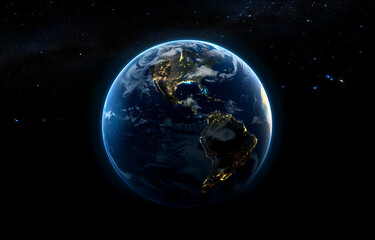 Fototapeta premium Stunning View of Earth from Space Highlighting the Americas
