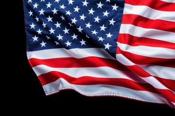 A detailed shot of the American flag waving in the breeze, perfect for a banner with copy space