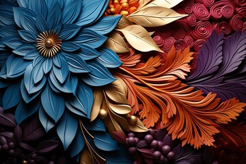 Intricate Color Palette Background Description: A background displaying an intricate arrangement of colors and textures, producing a visually stunning and dynamic effect. Keywords: Intricate,