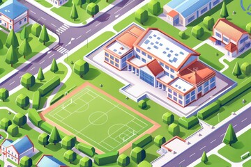 A sports complex with various facilities, perfect for a banner with room for text