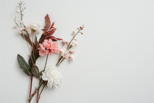 A somber arrangement of funeral flowers against a stark white background
