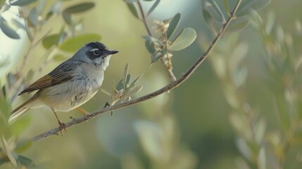 Fototapeta premium A small bird perched on a branch of a tree