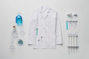 Fototapeta premium White lab coat with chemistry equipment