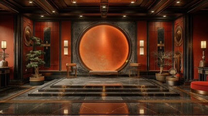 Luxurious Zen Space with Central Display