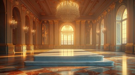 Obraz premium Elegant Product Display in Opulent Ballroom