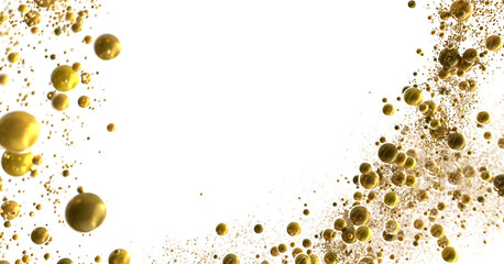 Cascading Splendor: Striking 3D Illustration Showcasing a Dazzling gold Confetti Display