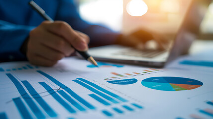 Business audit stock financial finance management on analysis data strategy with graph accounting marketing or report chart economy investment research profit concept