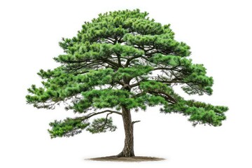 The Austrian pine tree isolated on a stark white background