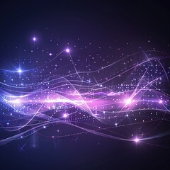   A striking blue and purple abstract backdrop featuring stars and lines against a deep blue foreground with celestial elements