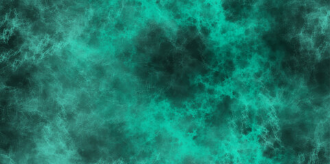 Abstract sea green watercolor hand painted watercolor. Grunge marbled pattern and rough paint brush strokes in Teal color powder explosion, isolated on dark cosmic powder Scattered Copy Space messy