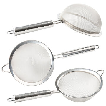 Fine mesh strainer. Stainless steel fine mesh strainers for kitchen. Colander skimmer with handle. Metal sieve sifters for food, rice, oil, noodles, fruits, vegetable. Tea strainer. New kitchenware 