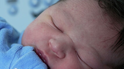 Peaceful sleep of a newborn in the hospital, highlighting the innocence and serenity of a new life in a calm and nurturing environment